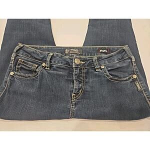 Silver Jeans Suki Mid Slim Capri Dark Wash 33/24 Stretch Denim